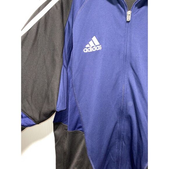 Adidas Jacket Mens Medium Black Blue White Logo ClimaCool Soccer Track - Picture 3 of 4
